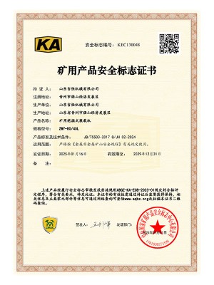 礦用產(chǎn)品安 全標(biāo)志證書(shū)